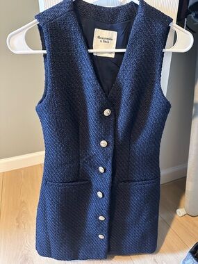 A&F navy blue button down dress